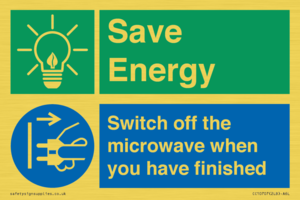 Save energy. Switch off the microwave when you have finished